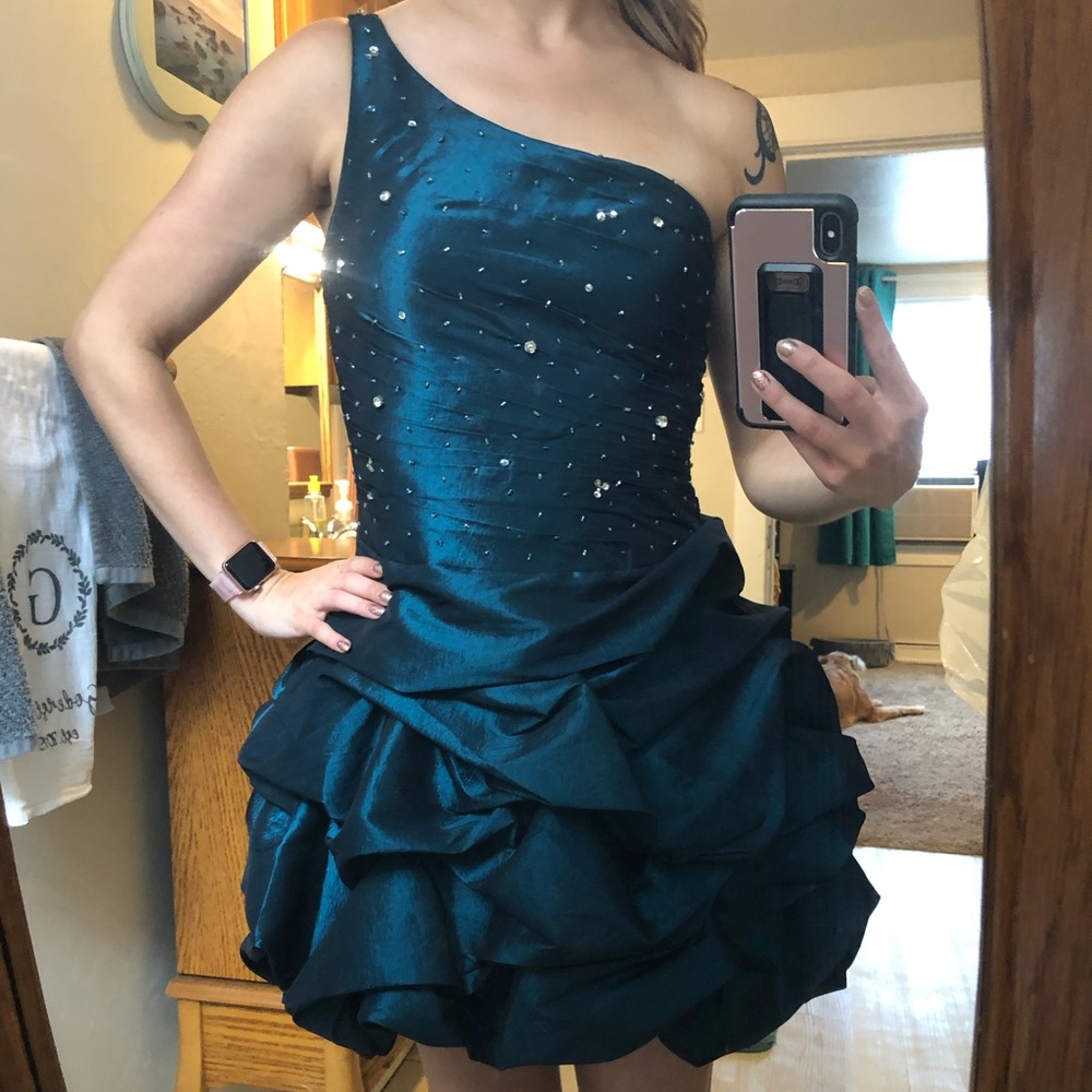 Aspeed Turquoise One Shoulder Homecoming Dress